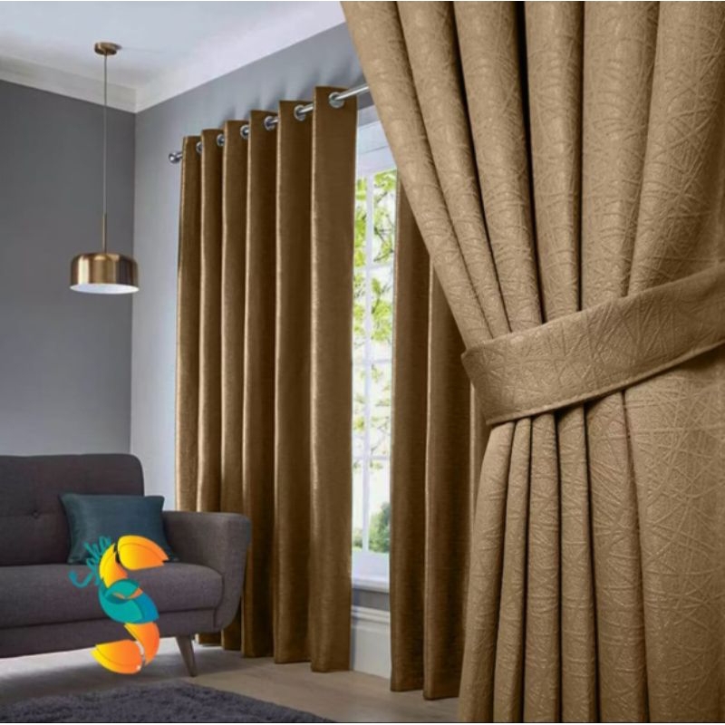gorden rumah minimalis modern 6 gelombang coklat muda