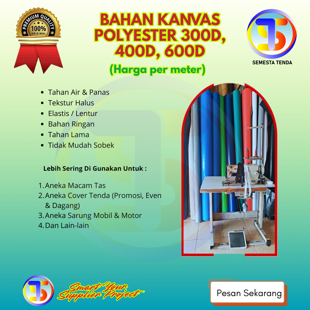 BAHAN KAIN KANVAS POLYESTER 300D 420D 600D METERAN KAIN KANVAS TERPAL KANVAS IMPORT TERBAIK TERMURAH