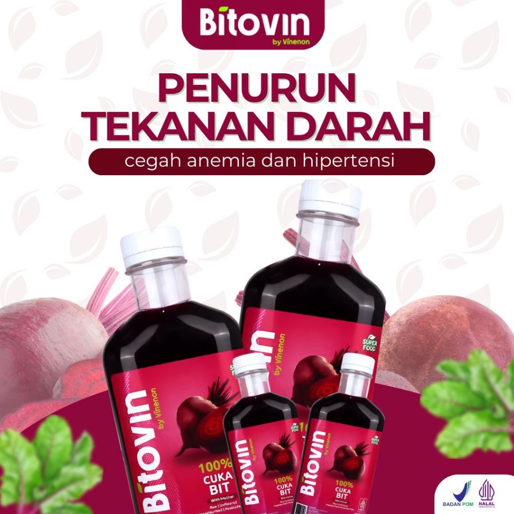 Bitovin Cuka Buah Bit 100% with Mother - Bantu Kesehatan Jantung & Anemia - Halal - COD