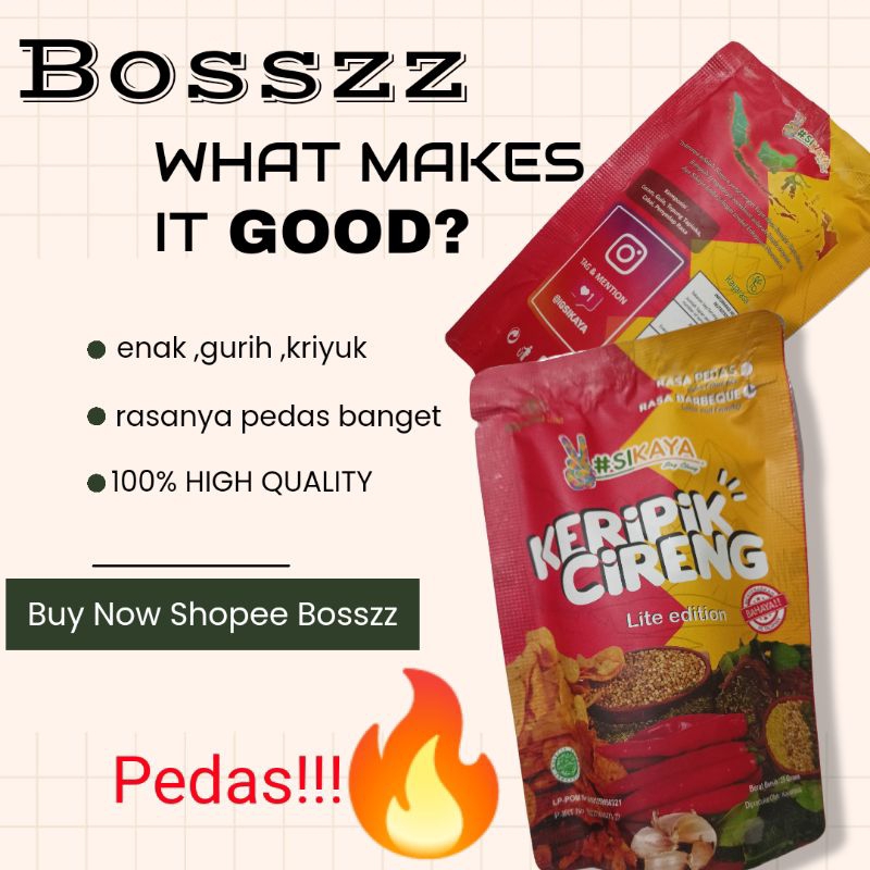 

Kripik cireng lite edition rasa barbeque sweet and crunchy