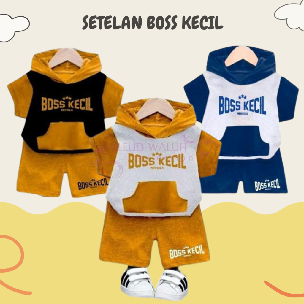 Hwkids Fashion Setelan Pakaian Baju Anak Laki Laki Boss Kecil Bahan Beby Tery Usia 1-5 Tahun