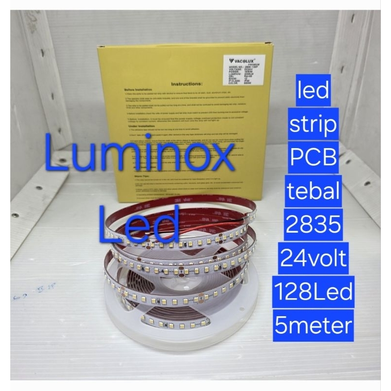 led strip vacolux PCB tebal 24volt 128led 2835 smd / strip 5meter 24v DC 128led 2835 smd
