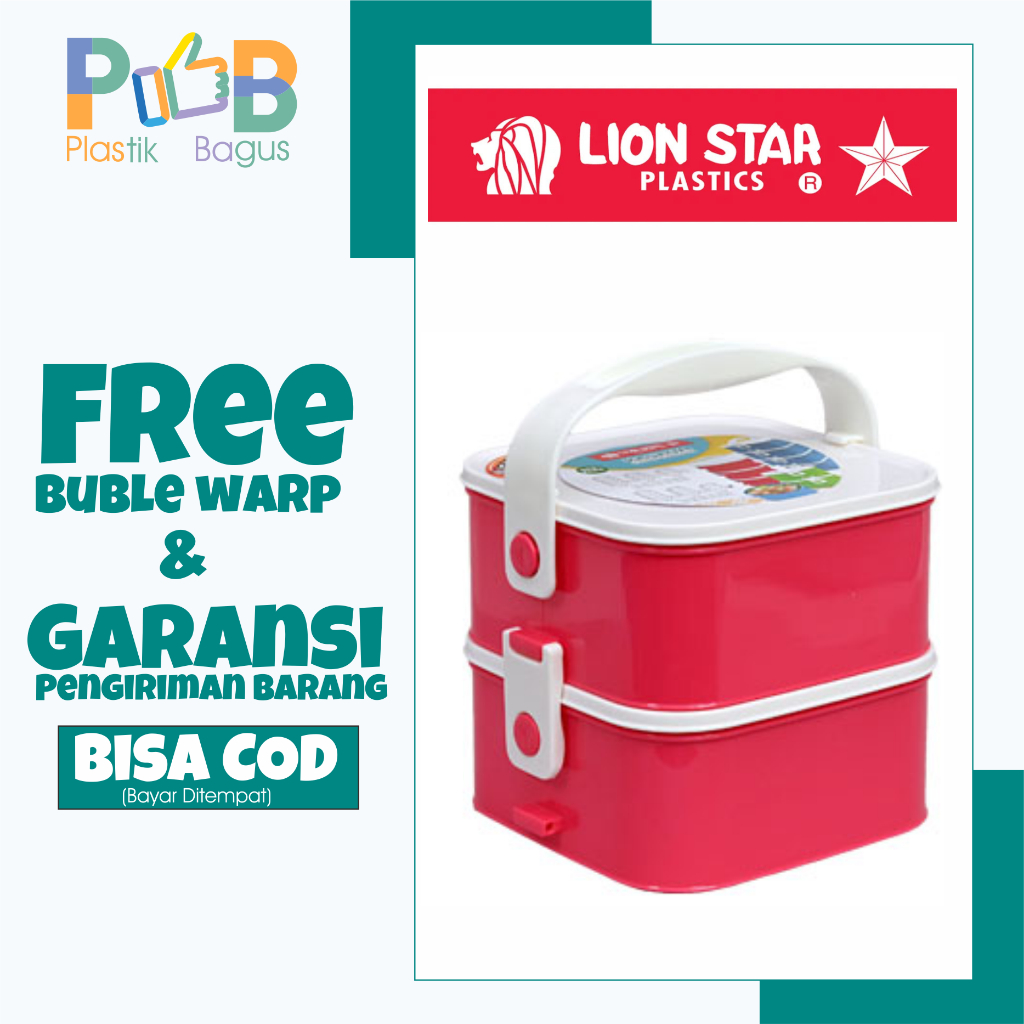 Rantang lion star piknik soto rawon susun 2  R-28 Kasava Square Food Carrier 2 Stacks tmc