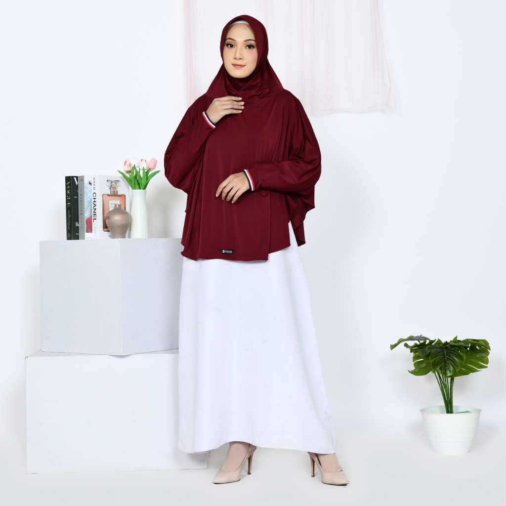 HIjab Ameera Bergo Lengan Jumbo Umroh Jilbab Khimar Berbahan Jersy Best Seller ZHM