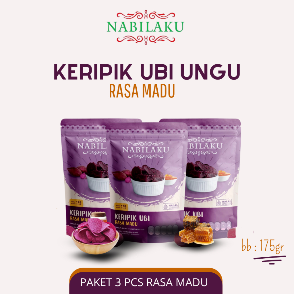 

NABILAKU - Snack Keripik Ubi Ungu Rasa Madu 175 gr - 3 Pcs