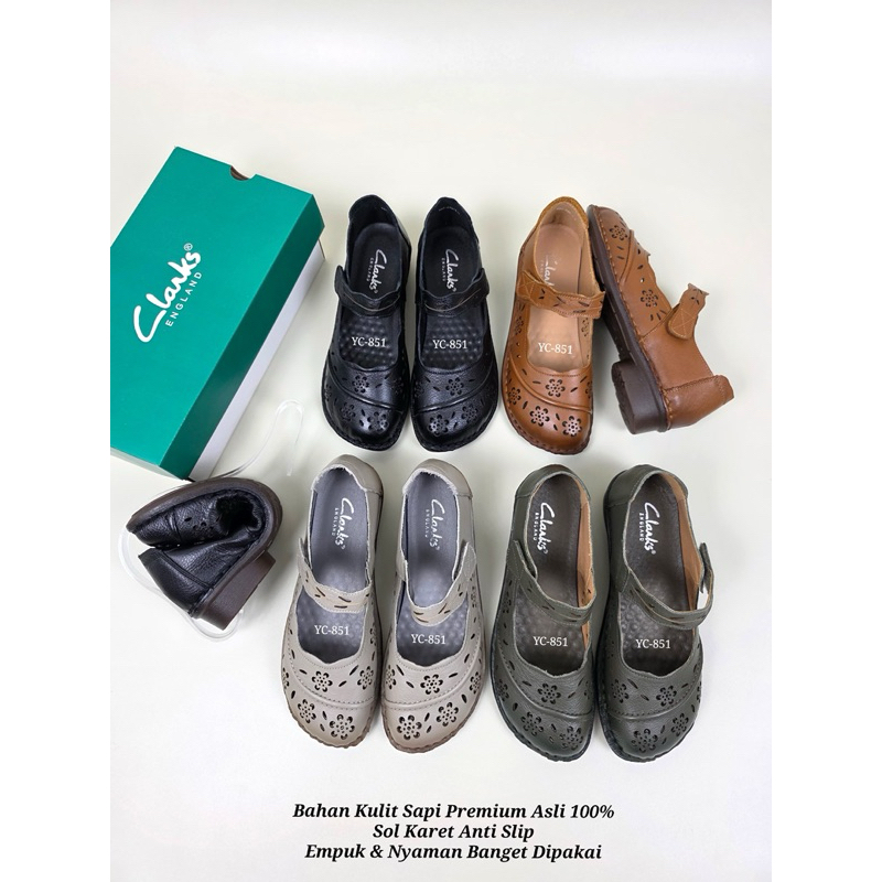 Sepatu Cewek Wanita Clarks YC-851 Un Adorn Strap heels 3cm