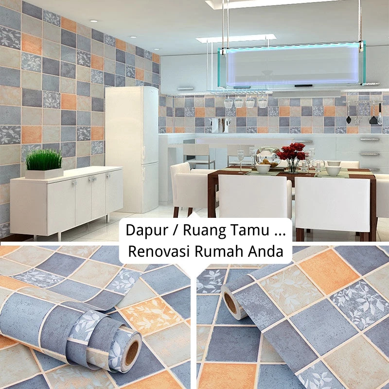 [Whispers] Stiker Lantai Kamar Mandi 2 Meter Wallpaper Lantai Kamar Mandi Anti Selip Berbagai Pola