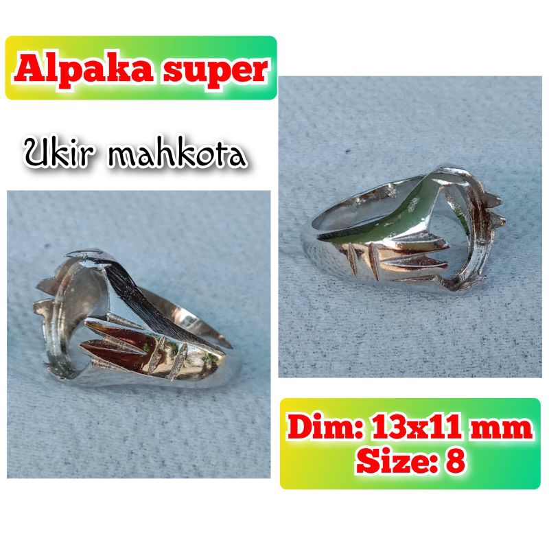 cincin emban batu akik alpaka super ukir mahkota.81