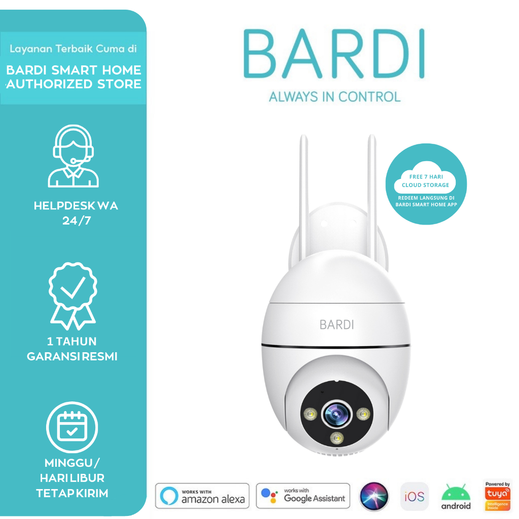 BARDI CCTV Outdoor PTZ Lite 4MP | Smart IP Camera IPCam Kamera Pantau dengan Alarm Home Automation