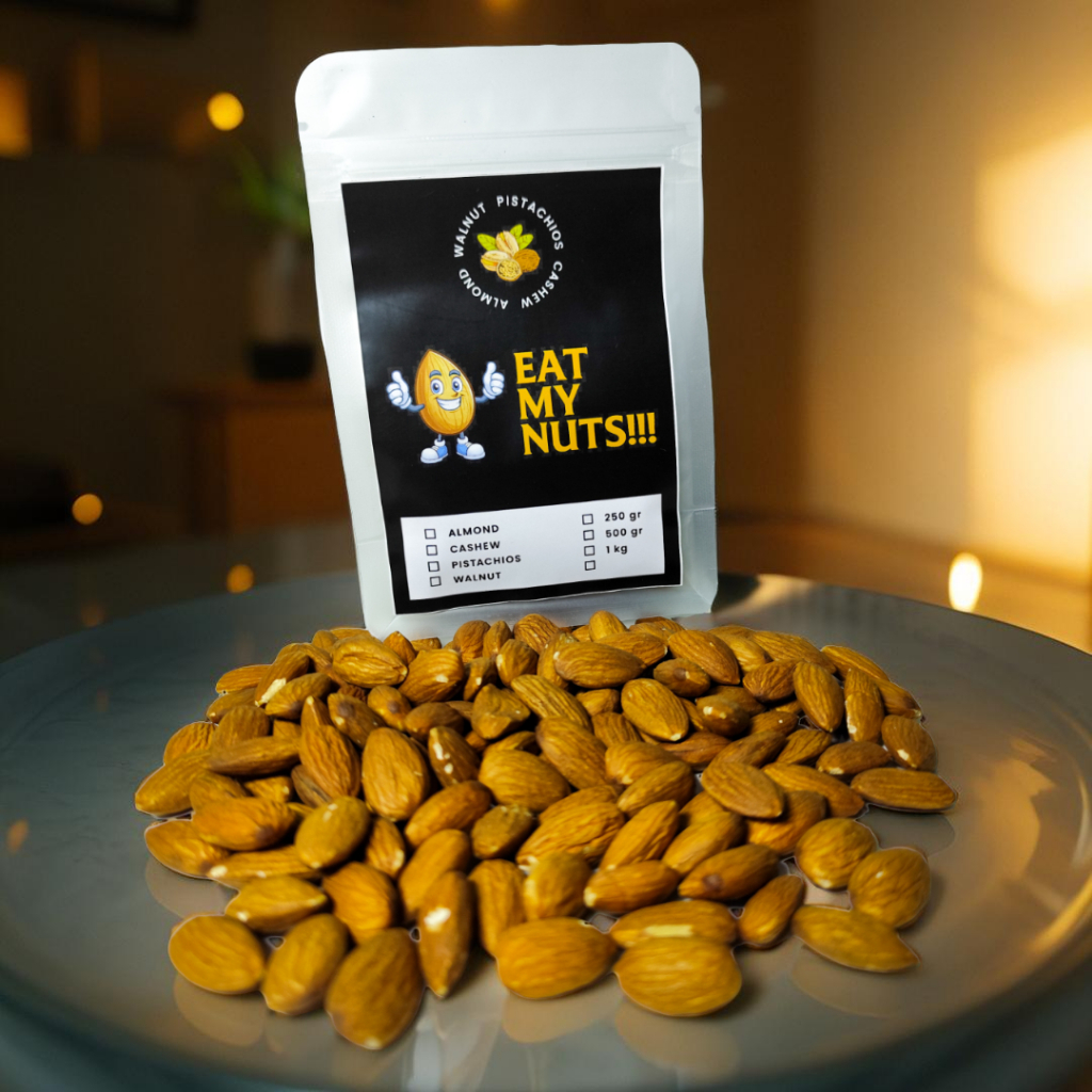 

ALMOND PANGGANG ROASTED GRADE A - KACANG ALMON SNACK CEMILAN SEHAT KEMASAN POUCH BY EAT MY NUTS