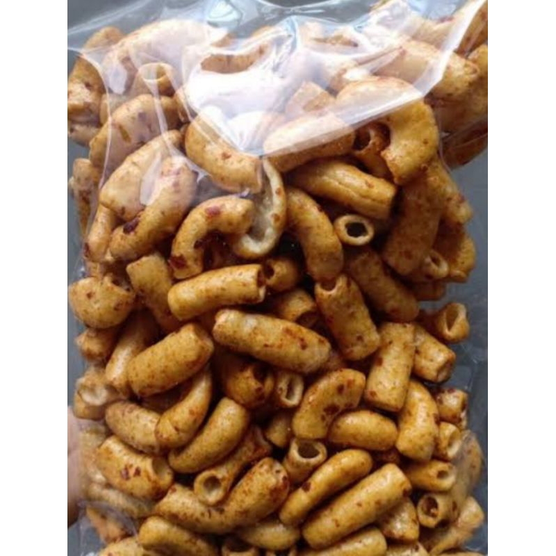 

makaroni bumbu rujak pedas manis gurih nikmat enak makaroni pipa ngembang pedas kerupuk makaroni