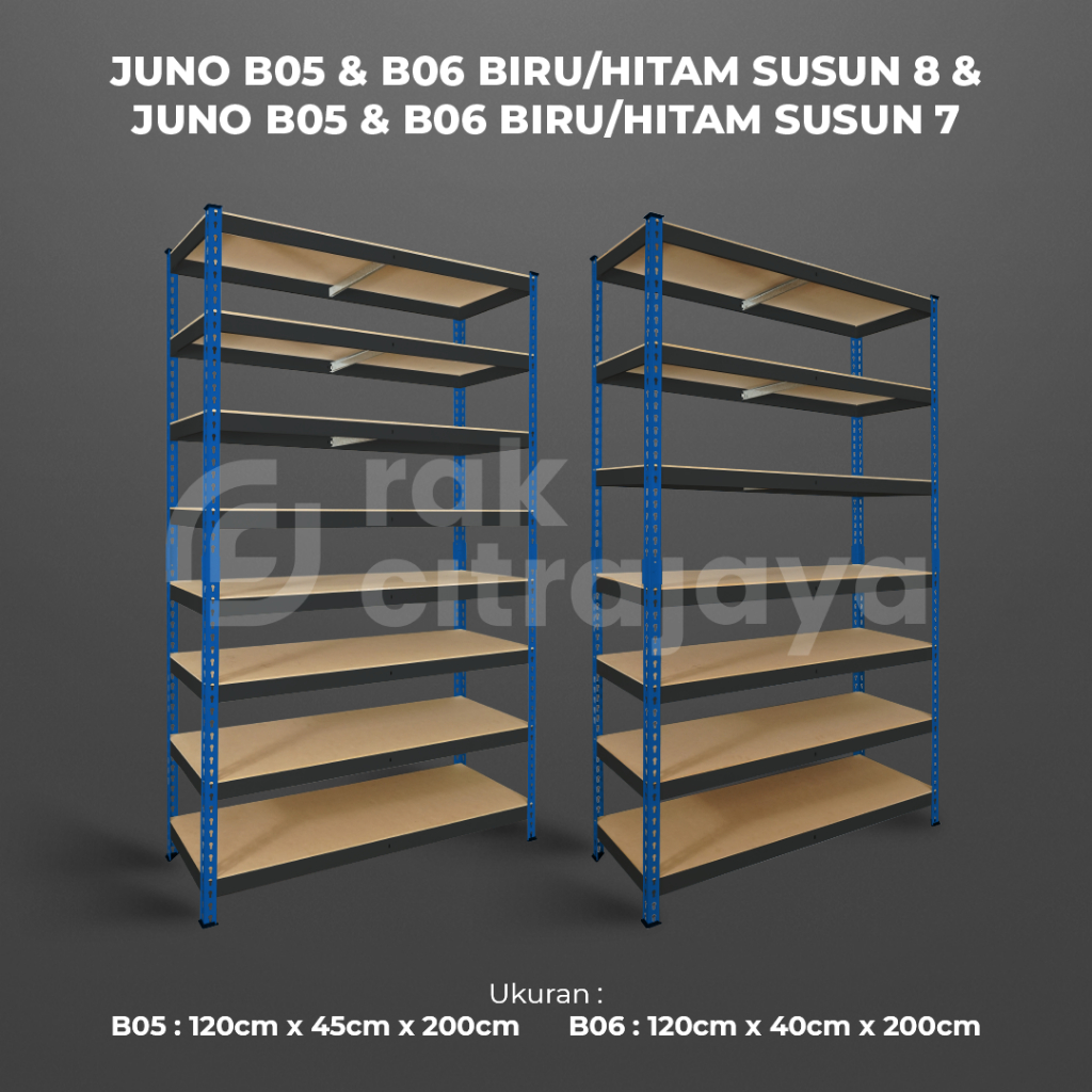 BOLTLESS RAK BESI GUDANG SIKU LUBANG SERBAGUNA TIDAK PERLU BAUT HEAVY DUTY | TIANG BIRU - SHELVING H