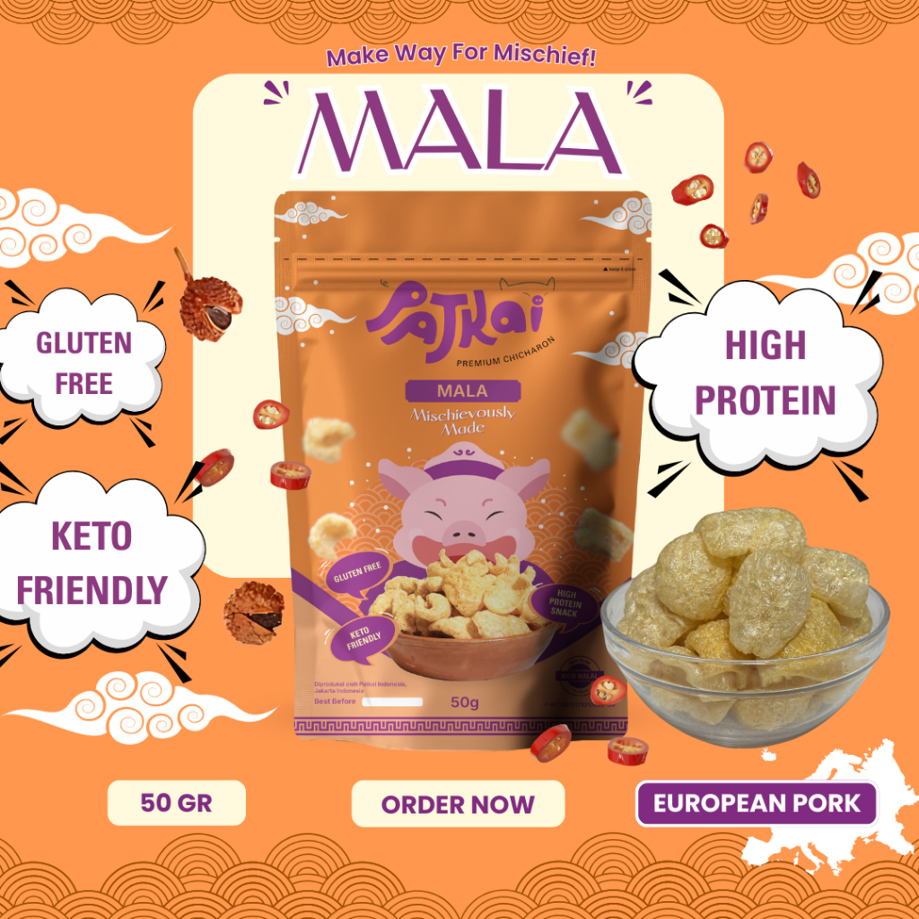 

Patkai Snack Kerupuk Babi Mala Flavour Regular Pack