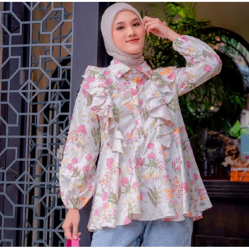 PRELOVED PL HIJABCHIC QIANDRA MULTICOLOR BLOSSOM TOP