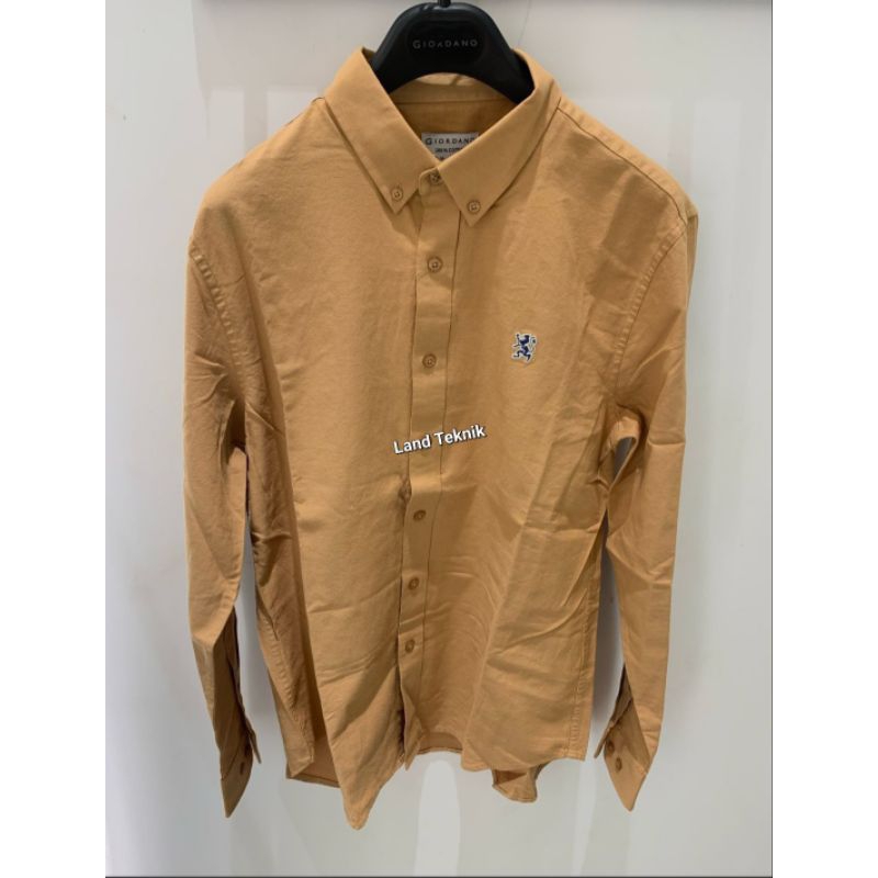kemeja lengan panjang pria kemeja mini lion MUSTARD giordano original