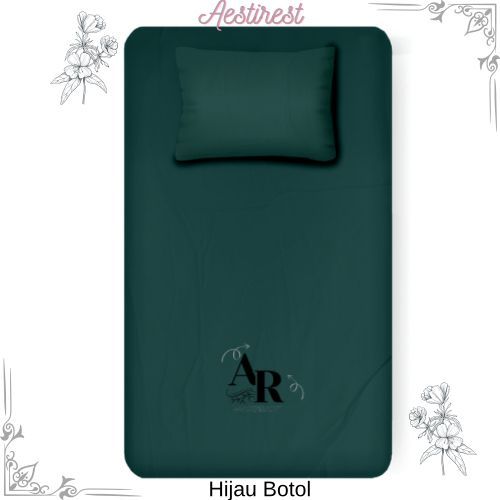 Sprei Aesthetic Minimalis Motif Hijau Botol Polos - Free Sarung Bantal Sarung Guling