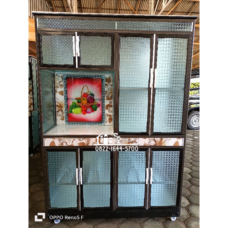 [SJF KEDIRI] Rak Piring / Lemari Dapur Alumunium Kaca Jumbo UK. 120