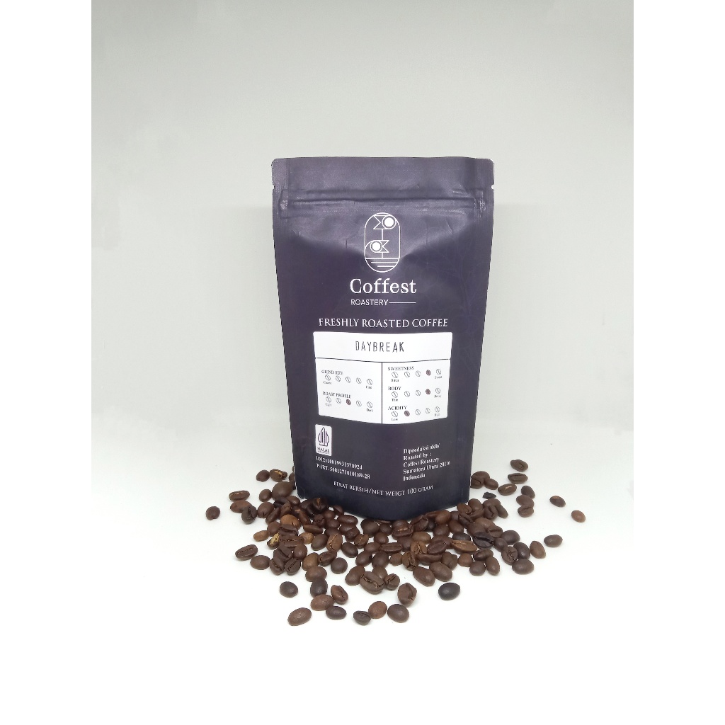 

Coffest Roastery - Daybreak 100 gram - Roast Beans Biji Bubuk Kopi Blend 70/30 Arabika Robusta Grade 1