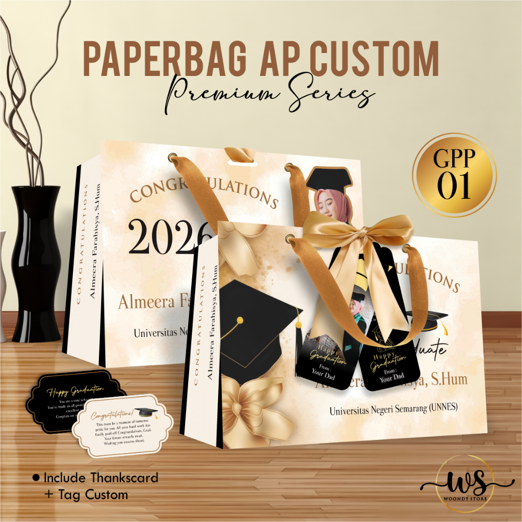 

PAPER BAG WISUDA CUSTOM - GRADUATION PREMIUM PAPER (GPP) - PAPER BAG FACE GRID PREMIUM SERIES