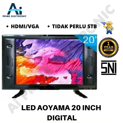 AOYAMA 20 inch TV LED Digital DVB-T2 Full HD Tak Perlu STB