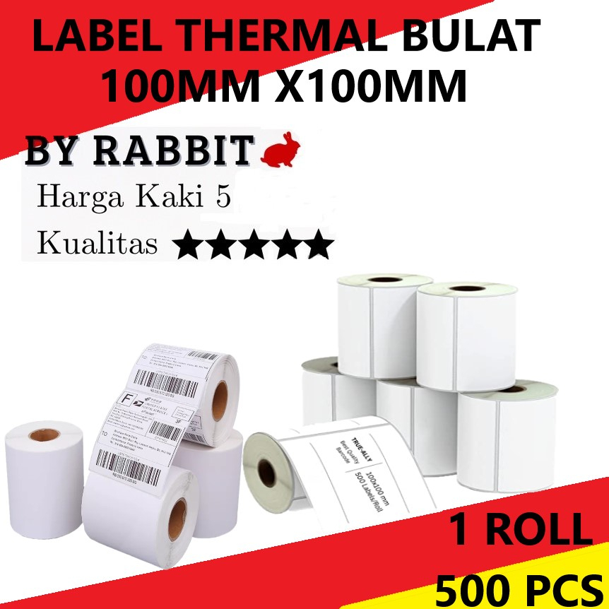 

LABEL THERMAL GRADE A 100 X 100MM KERTAS STICKER STICKY DIRECT BARCODE 500PC
