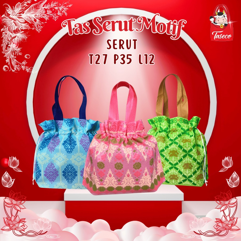 

[ READY STOCK ] TASECO Tas Serut Motif Tas Hampers Ulang Tahun Tas Bingkisan Serut Tas Souvenir Serut Snack 27x35x12cm Motif