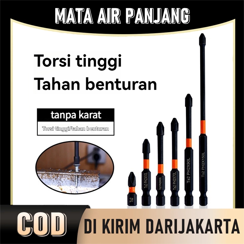 Kepala Mata Obeng Magnetic Screwdriver Bit 25-150mm Set 6PCS/Mata bor obeng set 6pcs magnet magnetic