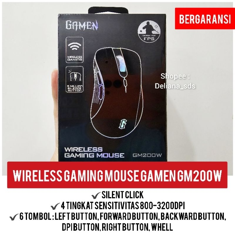 Gamen Mouse Wireless Gaming GM200W Garansi Resmi 1 Tahun Gamen Gaming Mouse Mouse Gaming Gamen Wirel