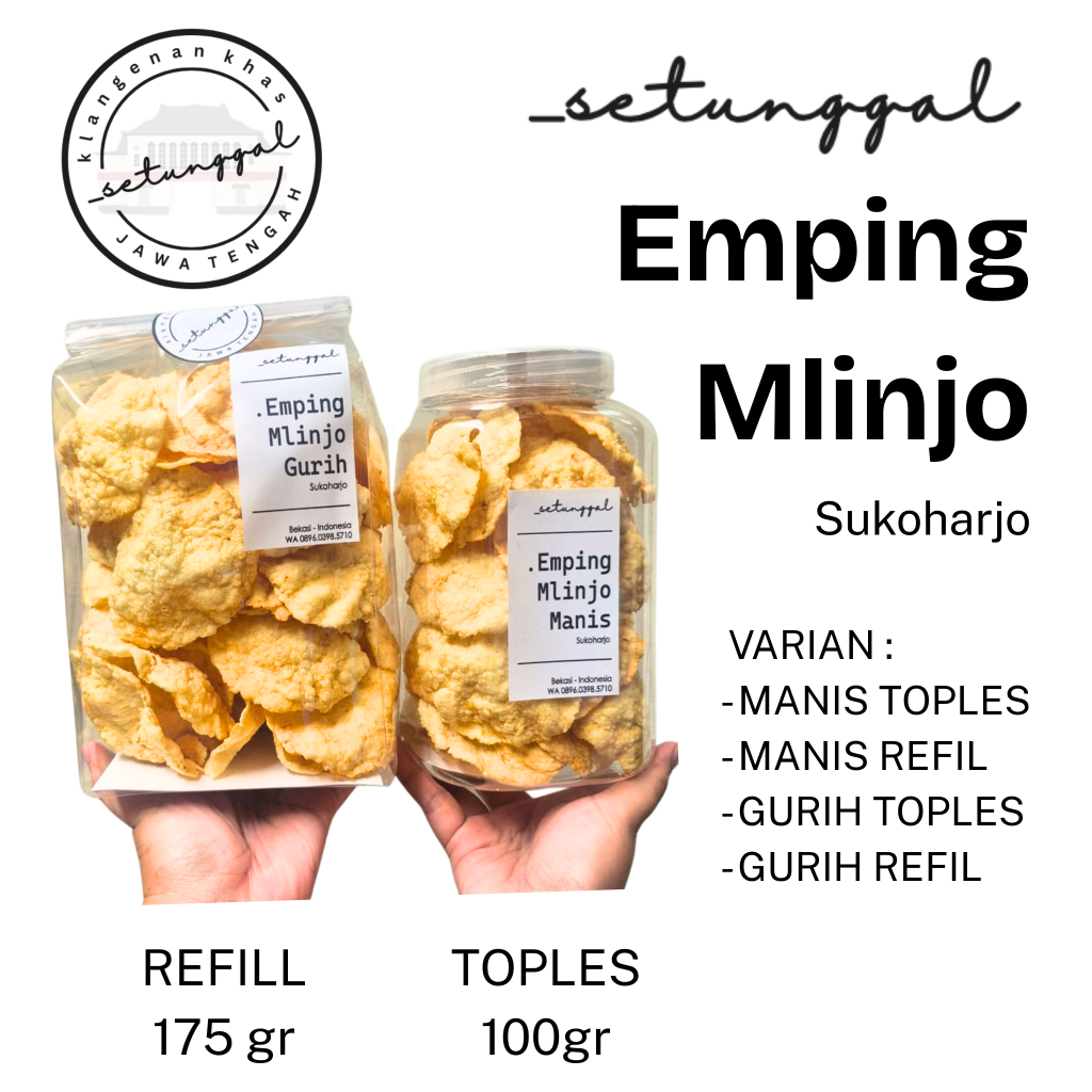 

Emping Mlinjo GURIH Setunggal 175 gram khas Sukoharjo Jawa Tengah - usus , abon , klengkam , emping