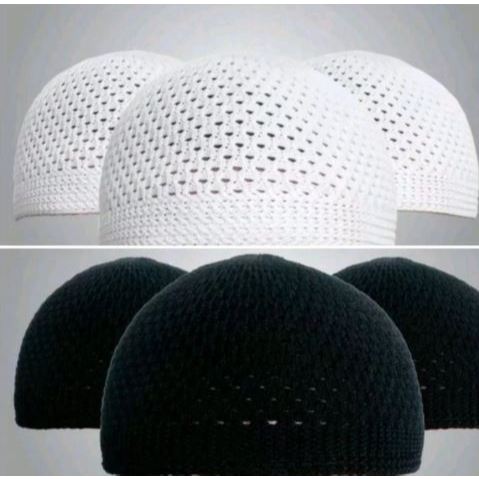 Peci Rajut Dewasa / Peci Haji / Peci Rajut Putih / Kopiah Rajut / Peci Rajut Polos Tebal Elastis