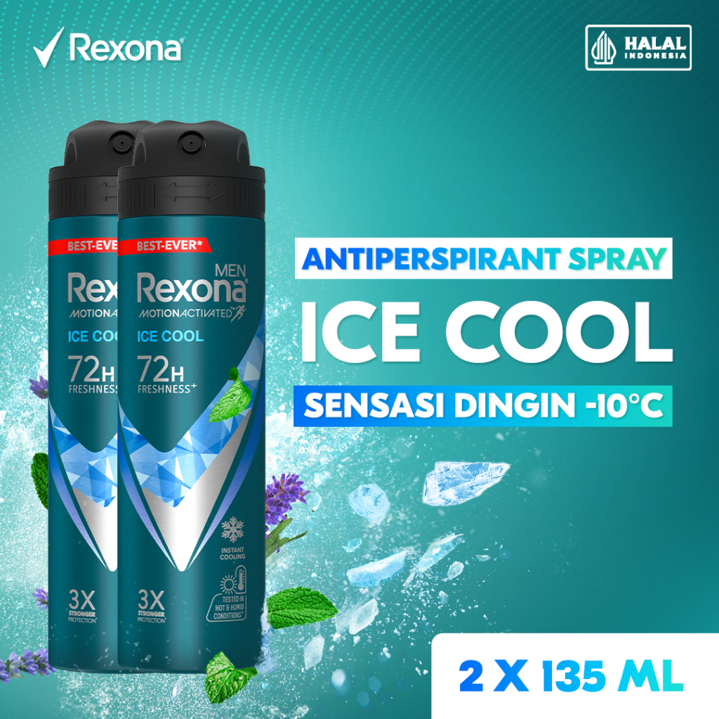 Rexona Men Antiperspirant DEODORANT SPRAY Ice Cool 135ml - Twinpack (2 x 135ml)