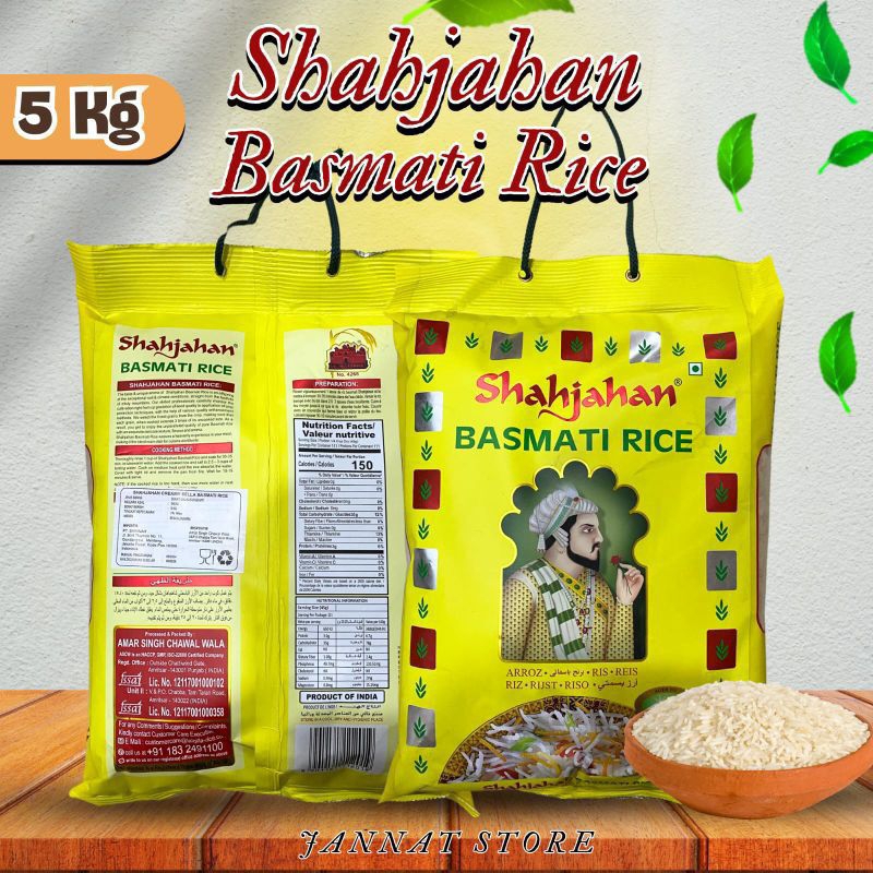 

Beras Basmati Syah Jahan 5Kg XXL Extra Long Grain Premium Basmati Rice Kemasan 5Kg