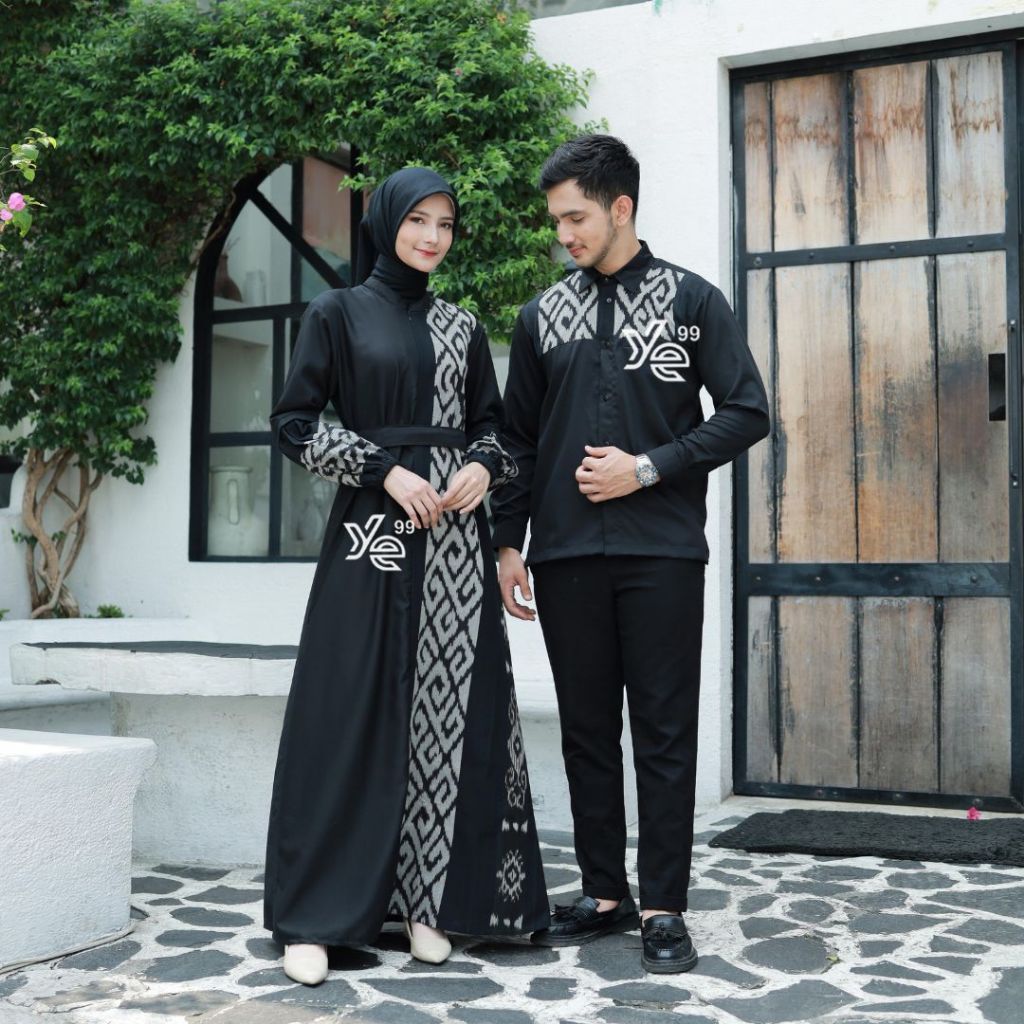 [READY STOCK] Set couple amira gamis tenun kondangan, set couple busana wanita tenun, set couple eth