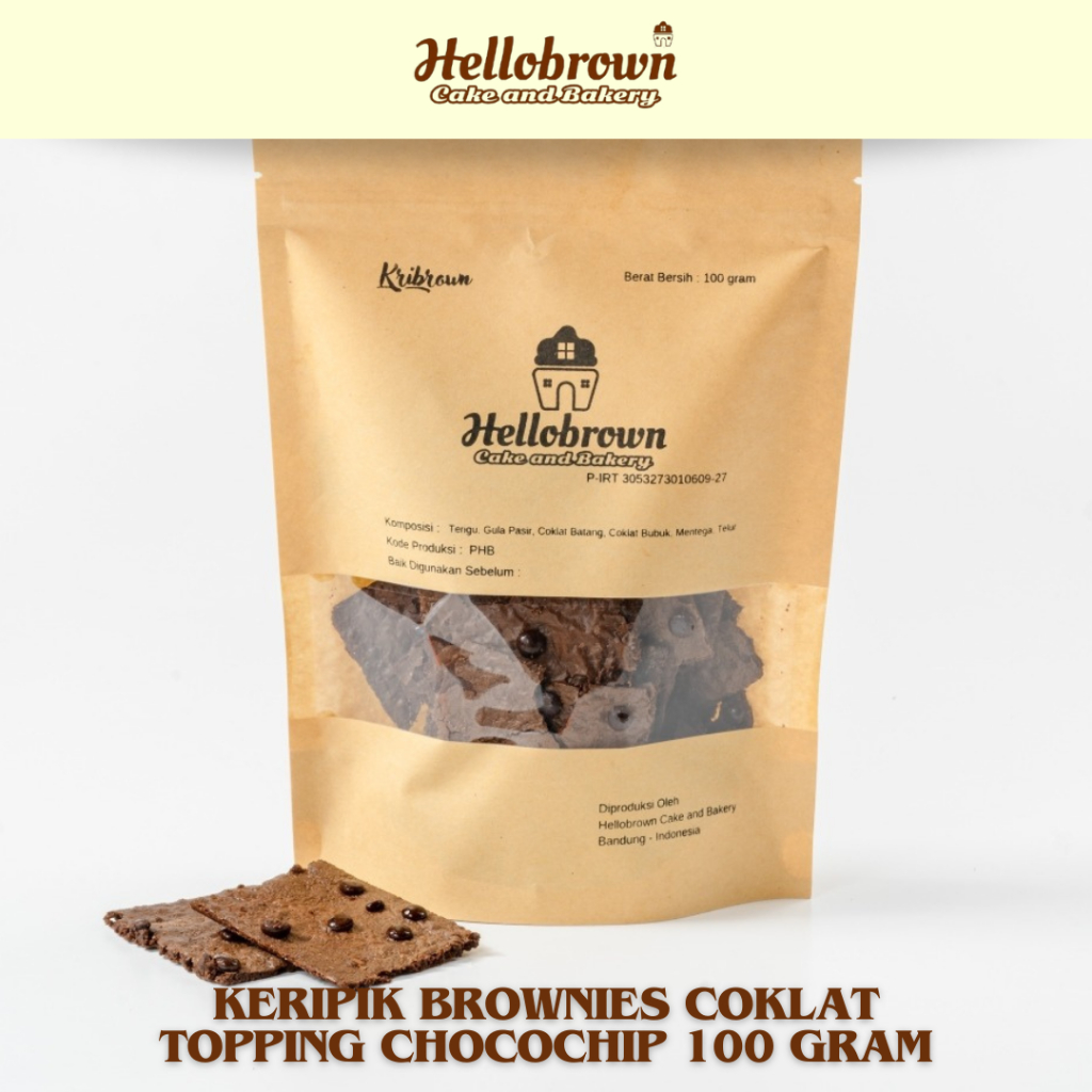 

Hellobrown Keripik Brownies Coklat Topping Chocochip 100 gram | Keripik
