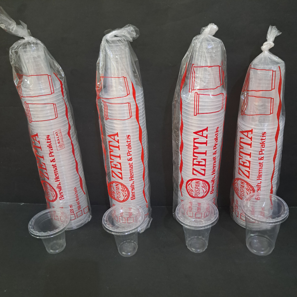 GELAS PLASTIK PUSPAN BENING CUP AQUA / GELAS KOPI / GELAS ICE CREAM 120ML 130ML 160ML 220ML ECER