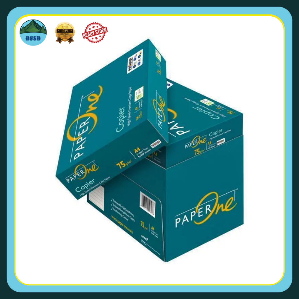 

PaperOne Kertas HVS | Kertas Print | Warna Putih | 75 GSM | 1 Box Isi 5 Rim