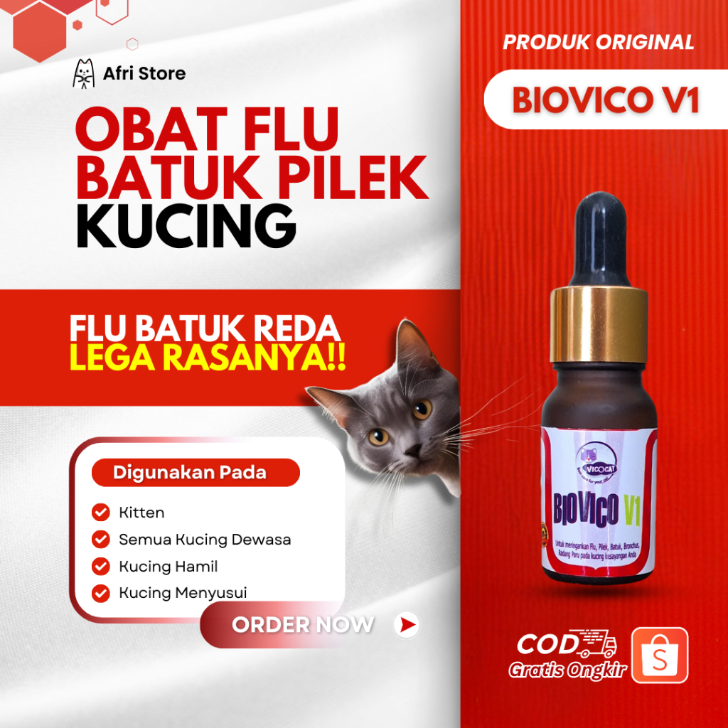 BIOVICO V1 - Obat Batuk Pilek Flu Kucing Antibiotik -Bisa Untuk Kitten