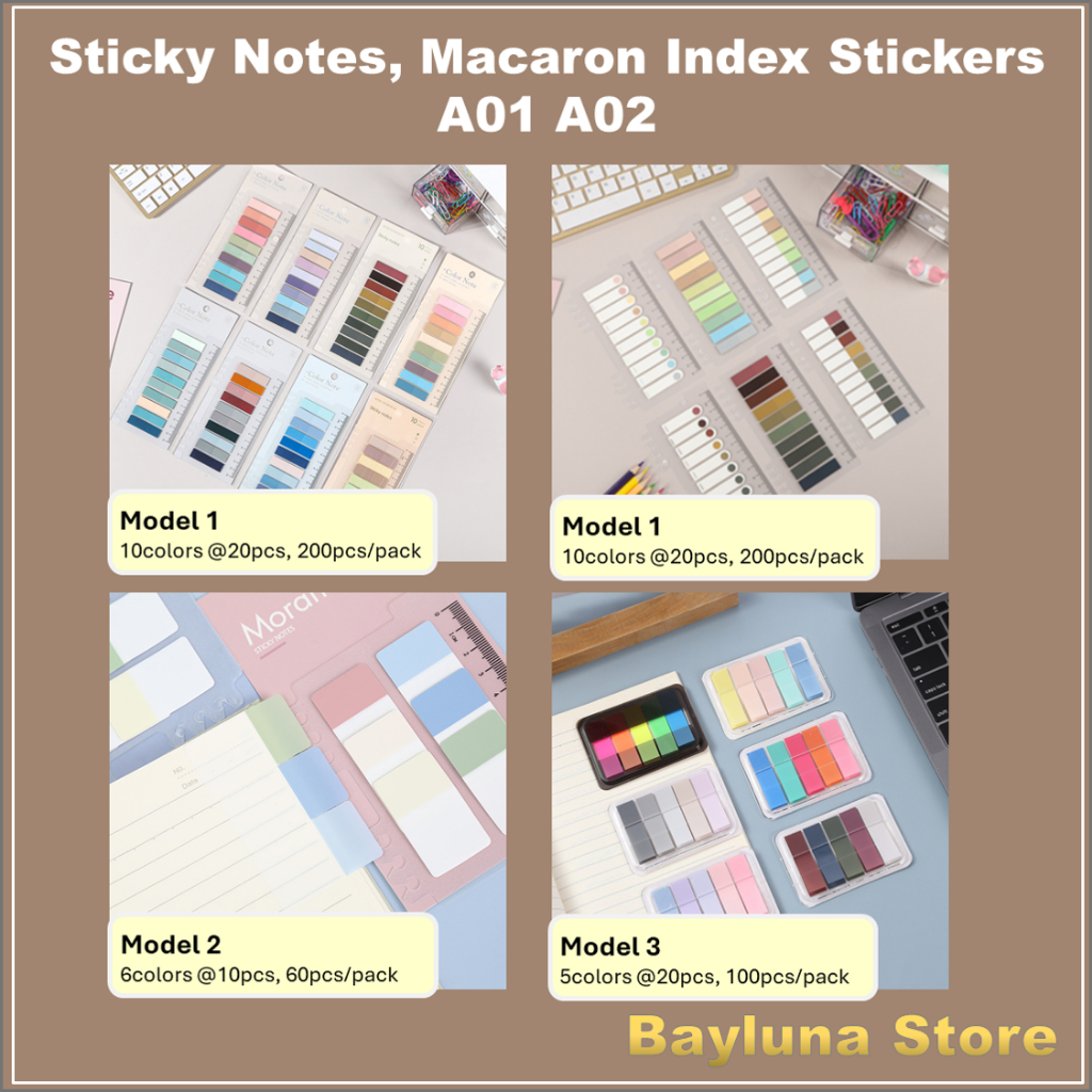 

BYL Macaroon Index Sticky Notes for Books, Binder, Notes Tempel warna warni