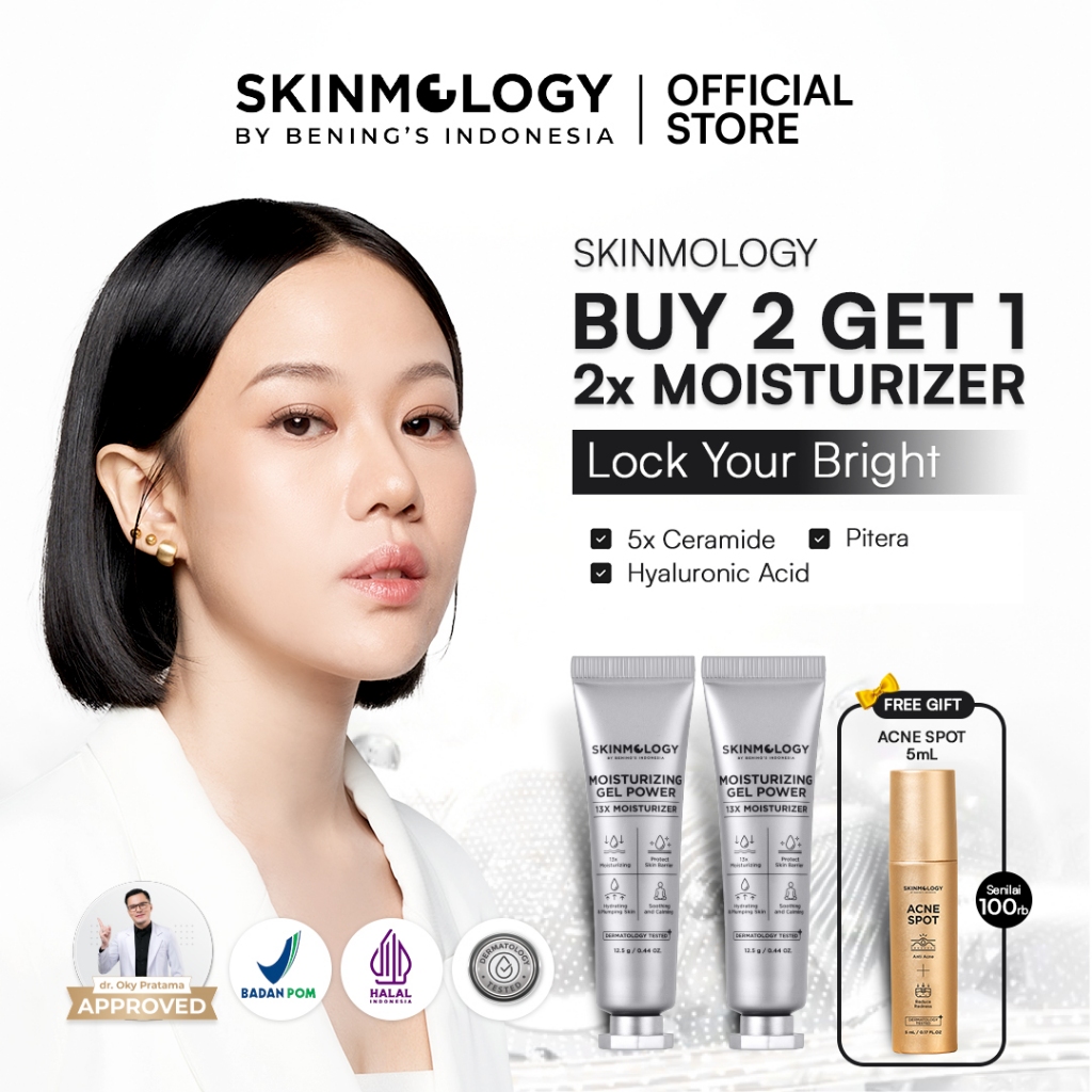Skinmology By Bening's Indonesia - Bundling 2x Moisturizing Gel Power 12,5g + Acne Spot - Pelembab -