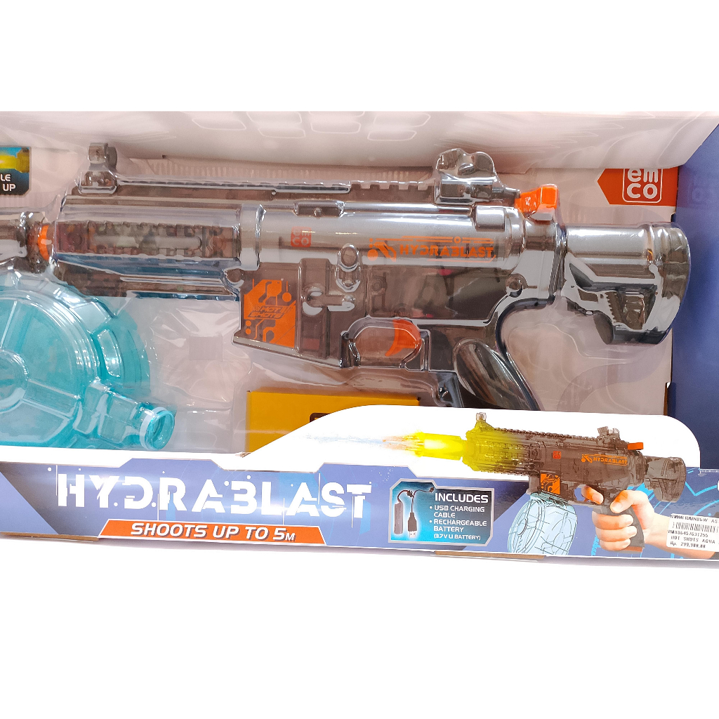 EMCO Mainan Pistol Air Anak Water Gun Semprotan Air 5 Meter USB Rechargeable watergun baterai batere