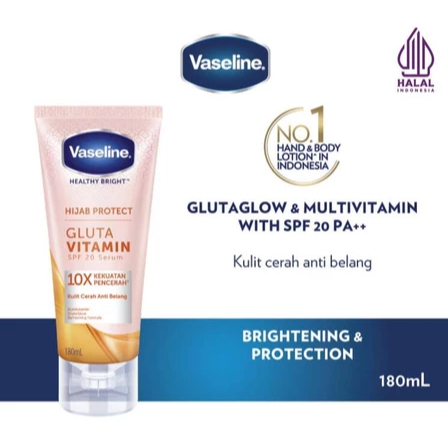 Vaseline Hijab Protect SPF 20 PA++ Gluta Vitamin Serum Hand Body Lotion 180 ml