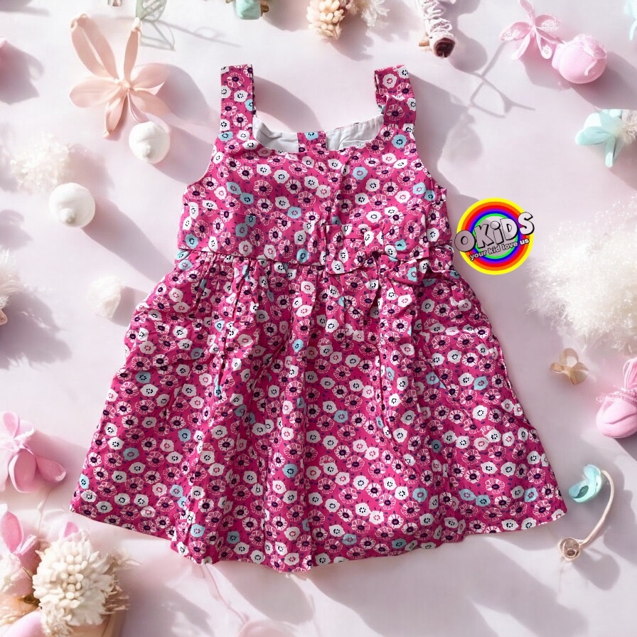 Dress Anak Bayi 3 - 6 M sleeveless Pink Lil Flo - Fashion Baju Sisa Eksport Branded Perempuan Katun