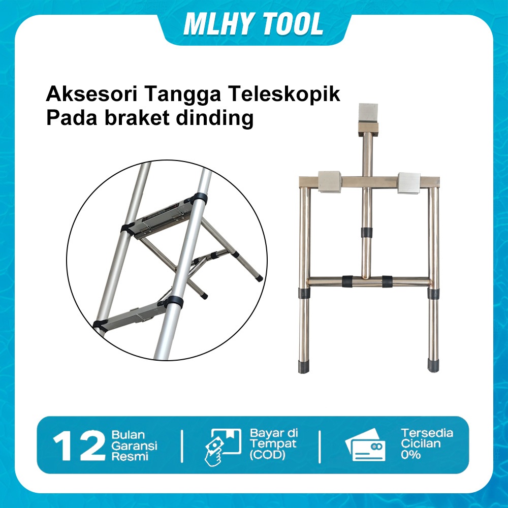Tangga lipat tangga menempel pada dinding penyangga braket paduan aluminium