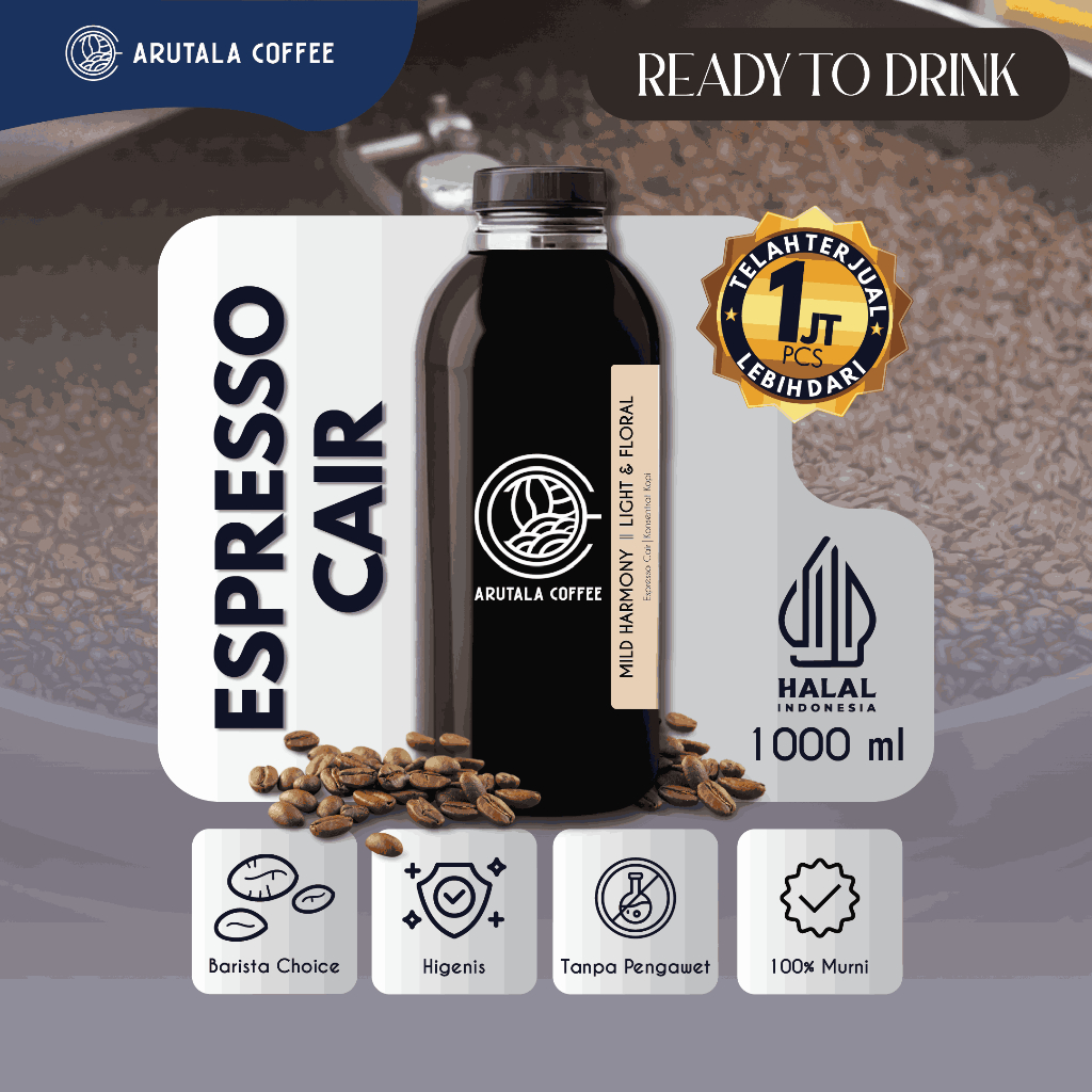 

Arutala Espresso Cair 1000 ML Siap Minum Barista Choice