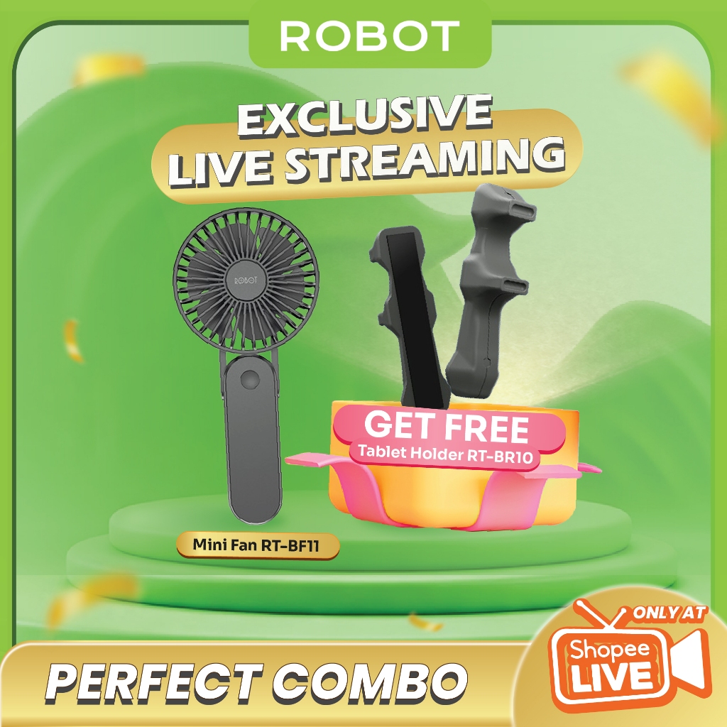 [FOR LIVE] ROBOT High Speed Kipas Portable Handled Turbo Tahan Lama 2000mAh Kipas Tangan Lipat Gengg