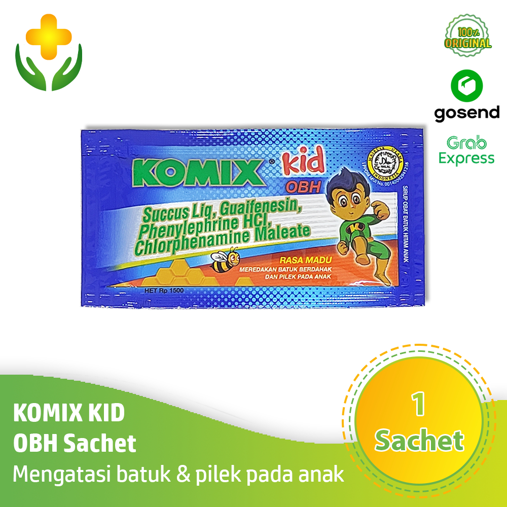 Komix Kid OBH Madu 1 Sachet - Obat Batuk Pilek Anak | Komix Anak Biru