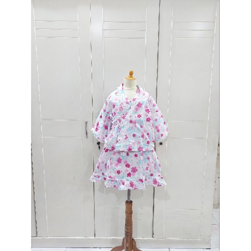 Ocean kimono set lace soft blueInner dress  anak lucu kawai kawaii lucu tralala mezzo piano bandai b