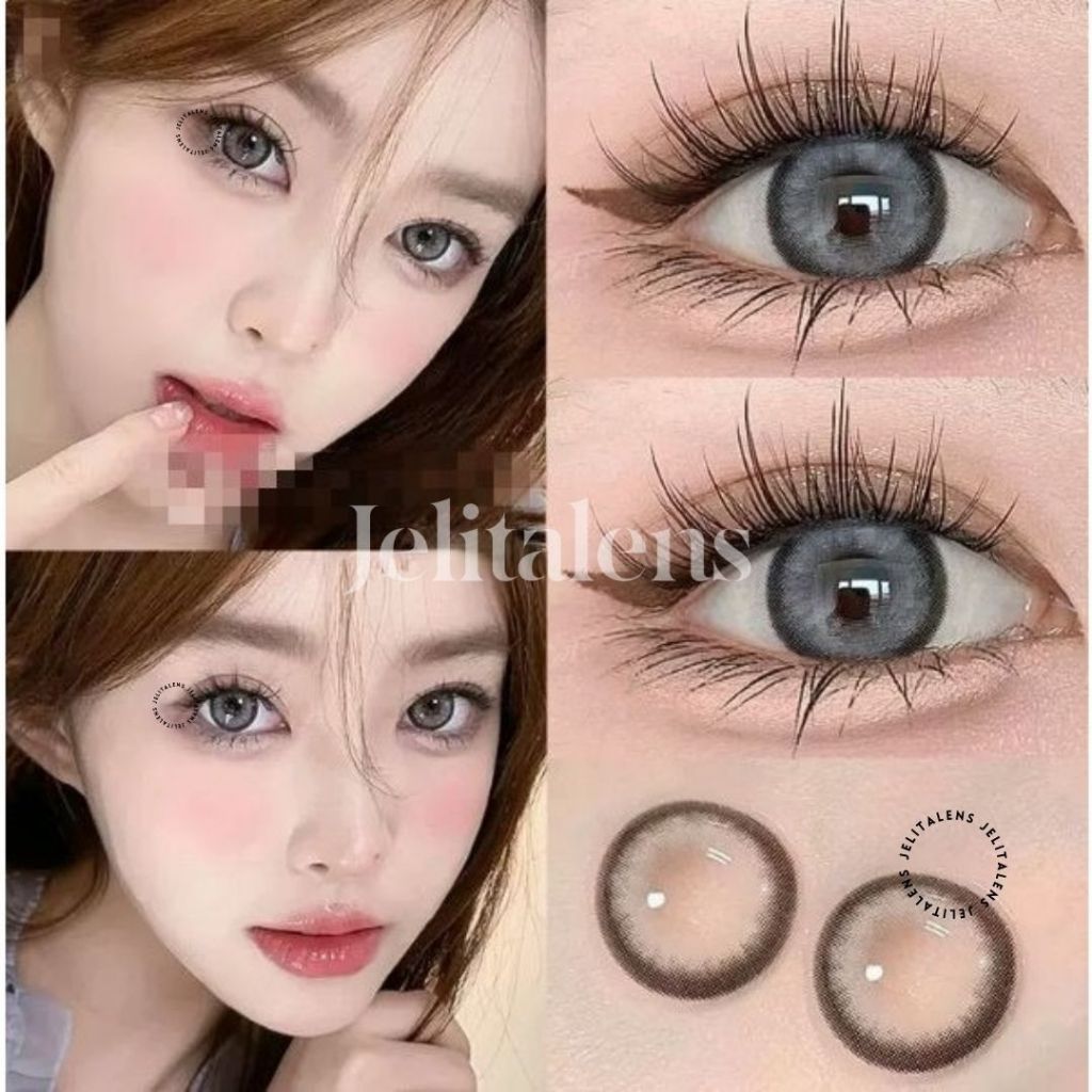 J6 Softlens Premium Abu-Abu Grey 14,4 MM Normal / Softlens Grey / Softlens Barbie / Soflens Princess