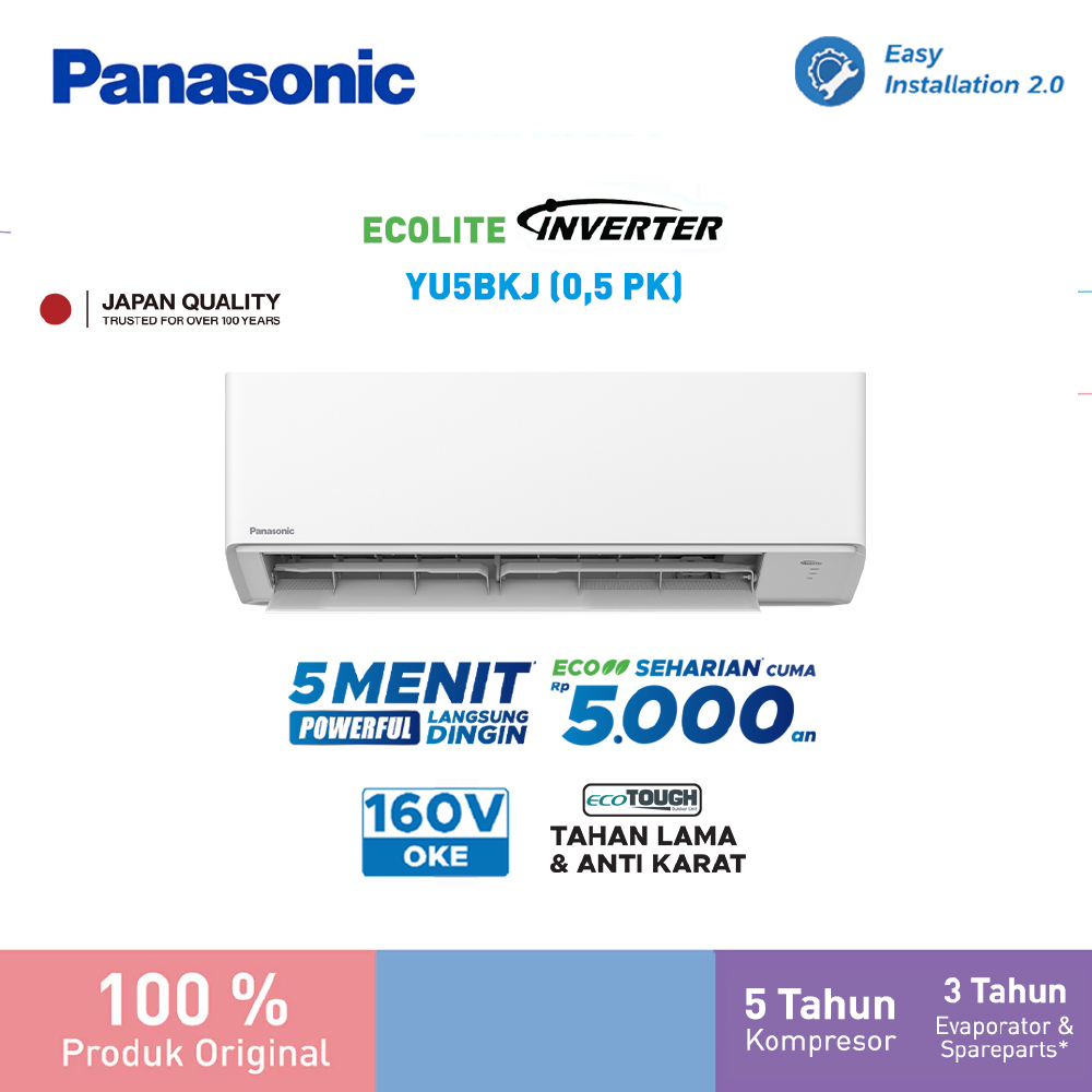 AC Panasonic Ecolite Inverter 1/2PK - CS/CU-YU5BKJ