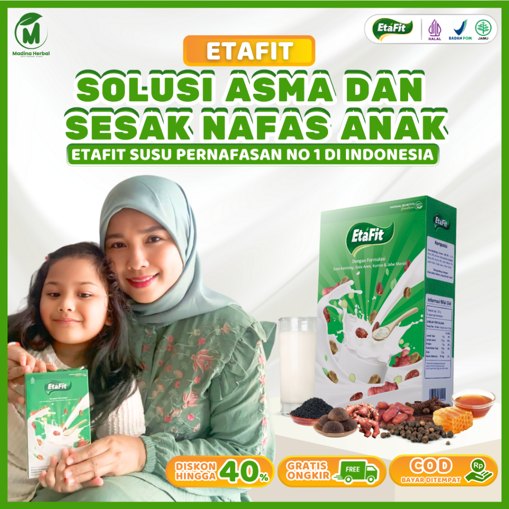 

ETAFIT - Solusi Sesak Nafas Asma dan Batuk Anak - Susu Kambing Etawa Asli 100% Murni Original - Paket 1 Box